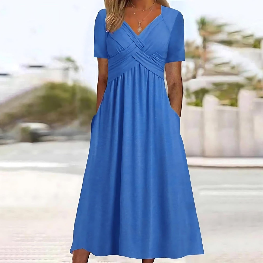 Stylish women's A-line midi dress, offering elegant fashion & comfort. A versatile choice for modern chic.