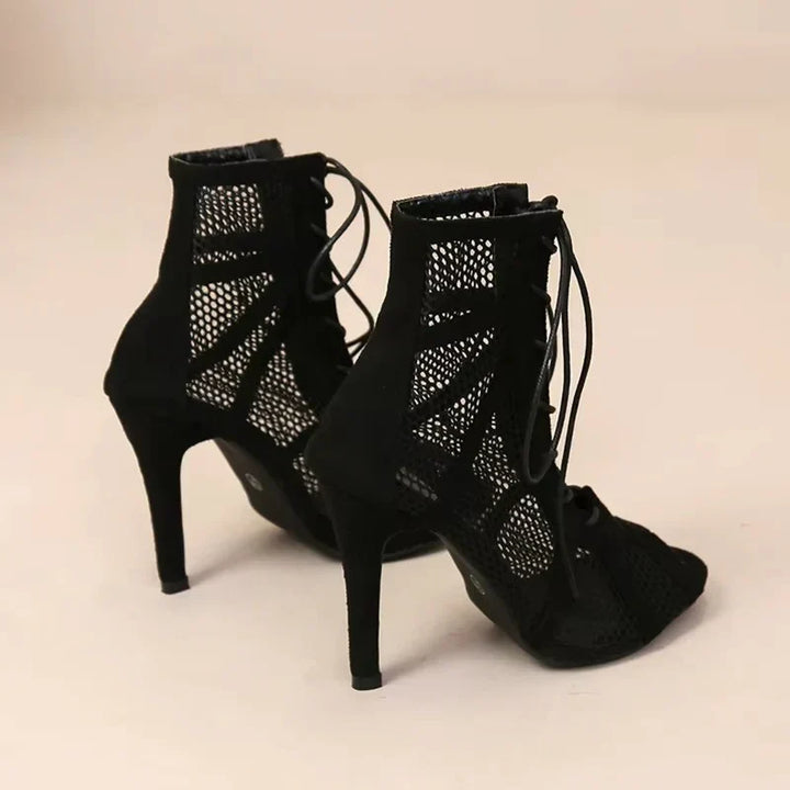Elegant women's ankle strap block heels with a chic pointed toe, perfect for formal events & parties.