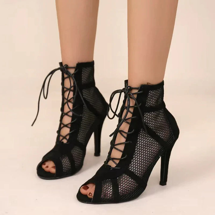 Chic women's ankle strap block heels for party & formal wear. Elegant pointed toe design, comfortable fit.