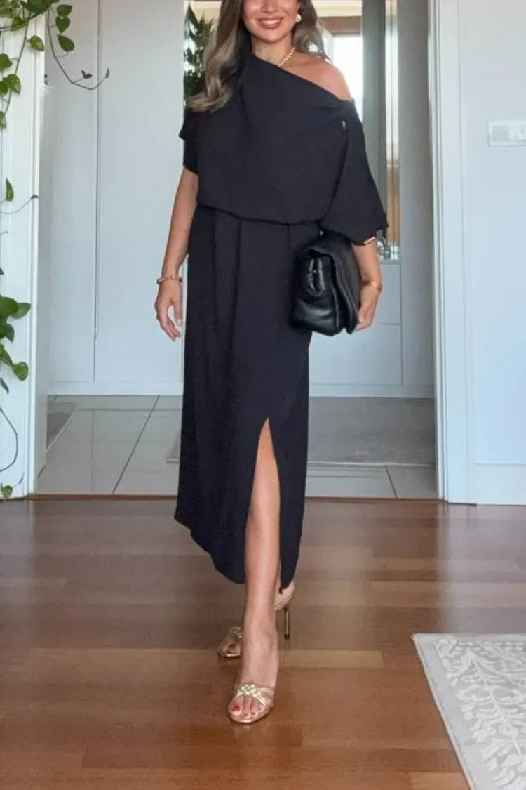 Versatile women's asymmetric one-shoulder maxi dress, ideal for evening gatherings or summer celebrations.