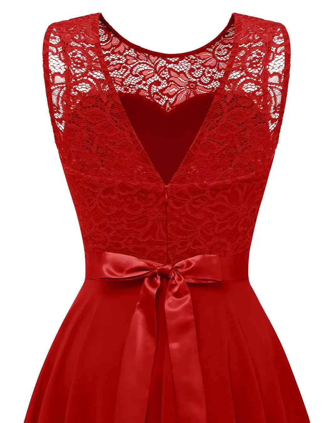 Classic women's asymmetrical high-low dress, elegant & sleeveless, perfect for evening & formal events.