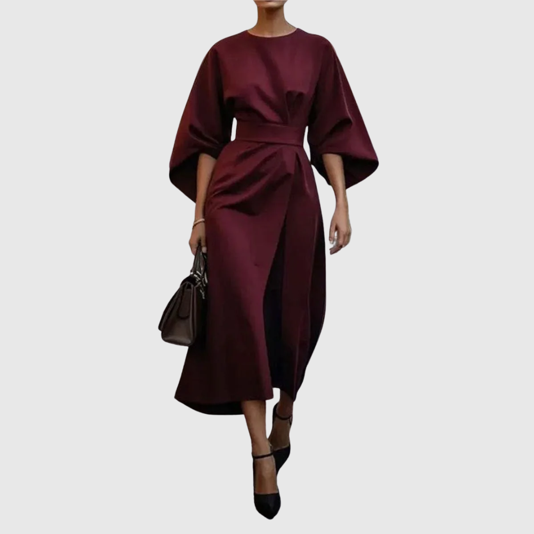 Elegant women's batwing sleeve maxi dress, perfect for evening events or sophisticated casual wear.