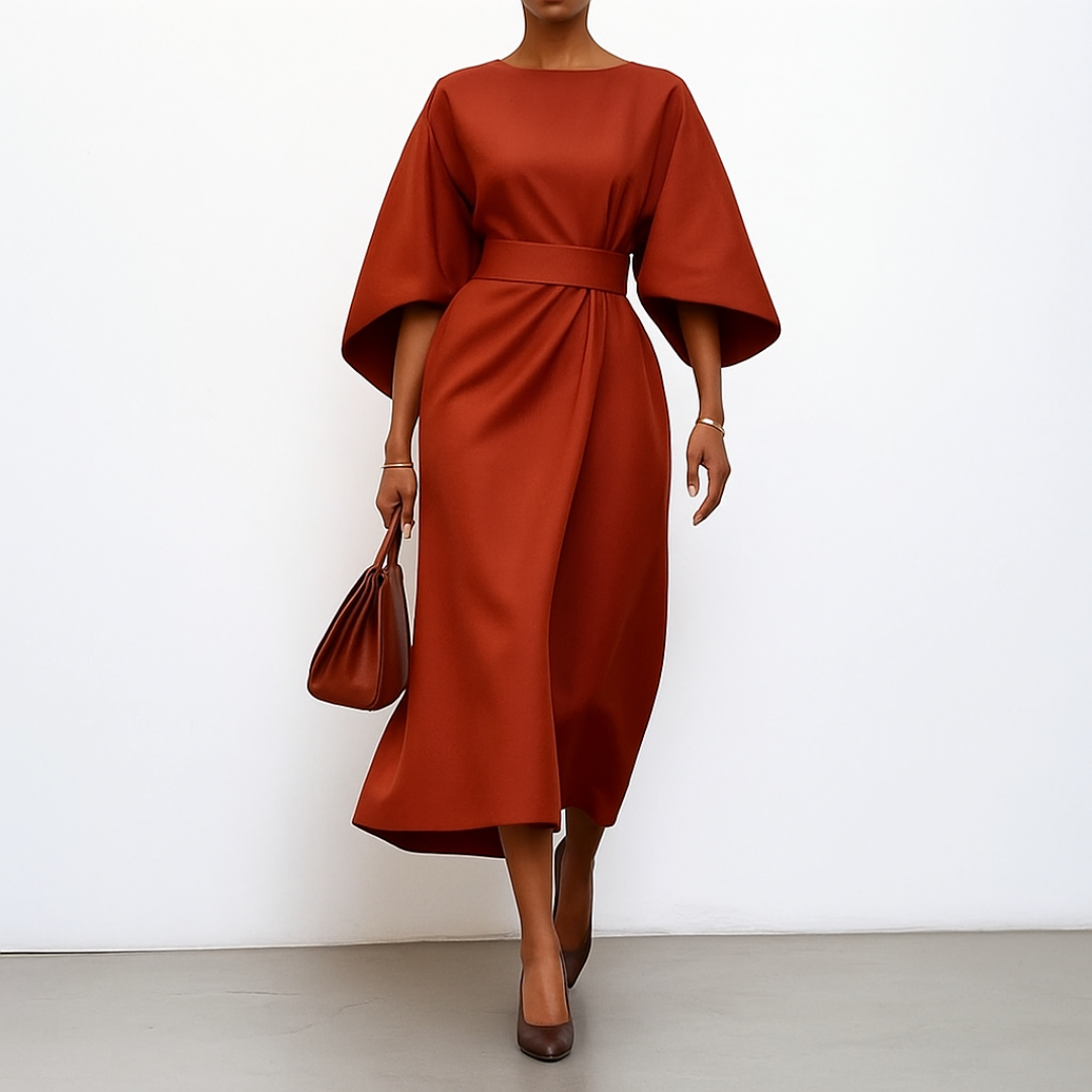 Chic women's batwing sleeve maxi dress, an elegant long dress perfect for evening, formal or stylish casual events.