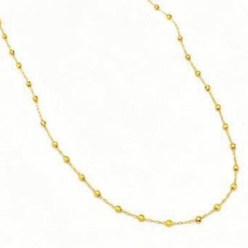 Sophisticated women's beaded chain necklace, gold finish, adjustable. Modern and elegant fashion jewelry.