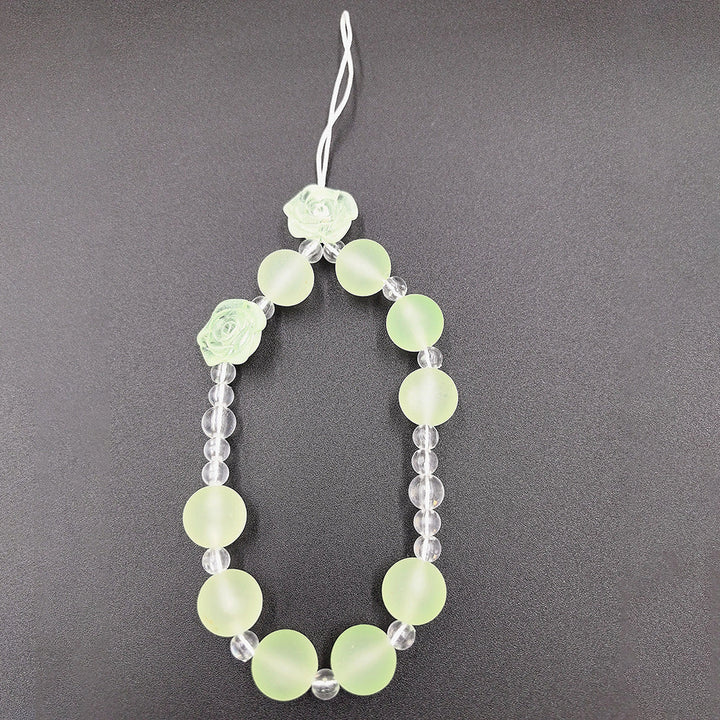 Gift for her: Elegant light blue & green beaded floral necklace, perfect women's jewelry for any occasion.