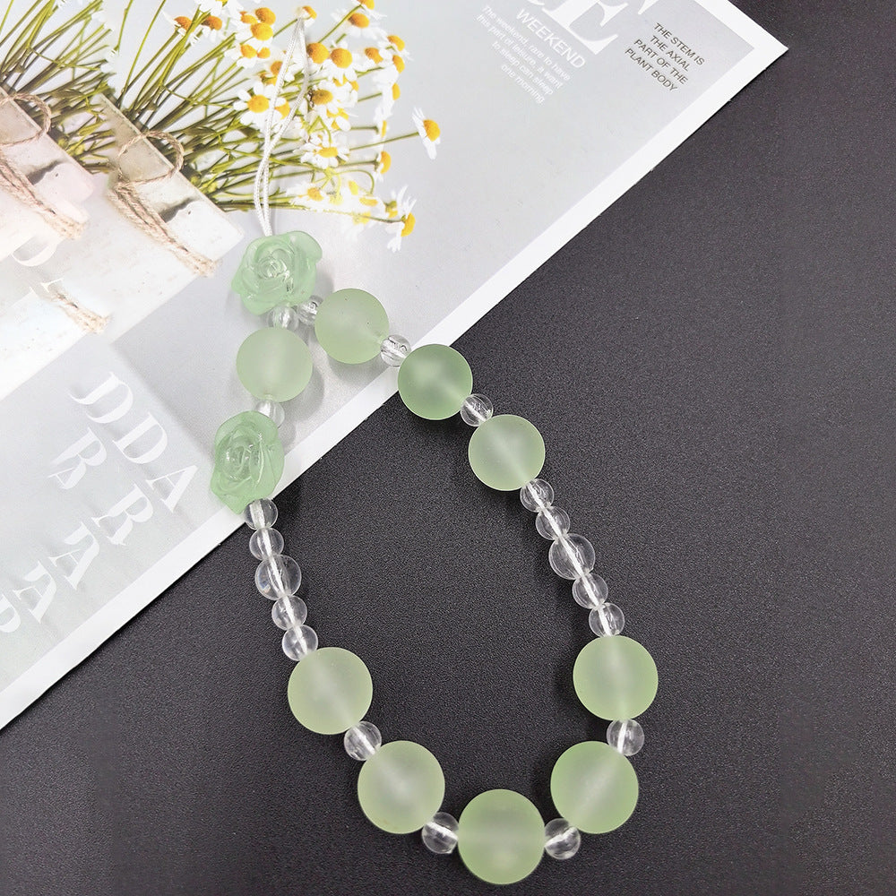Chic light blue & green beaded necklace for women, featuring elegant floral accents and a versatile style.