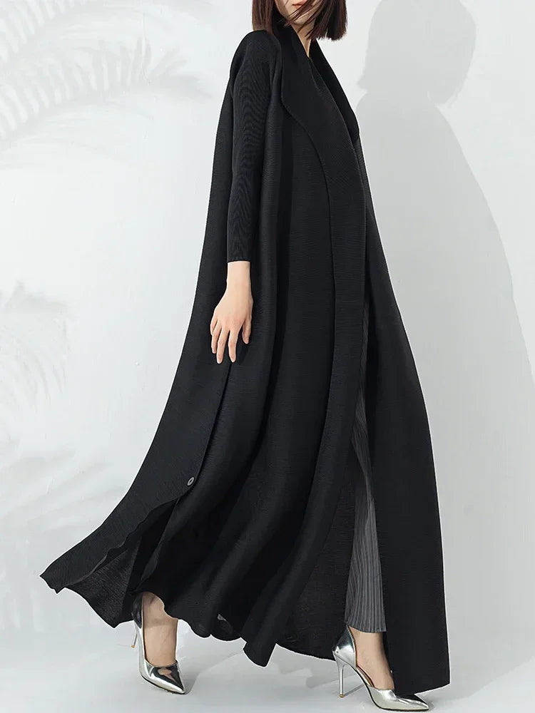 Warm women's belted A-line coat with a high funnel neck, a must-have for elegant winter and fall fashion.