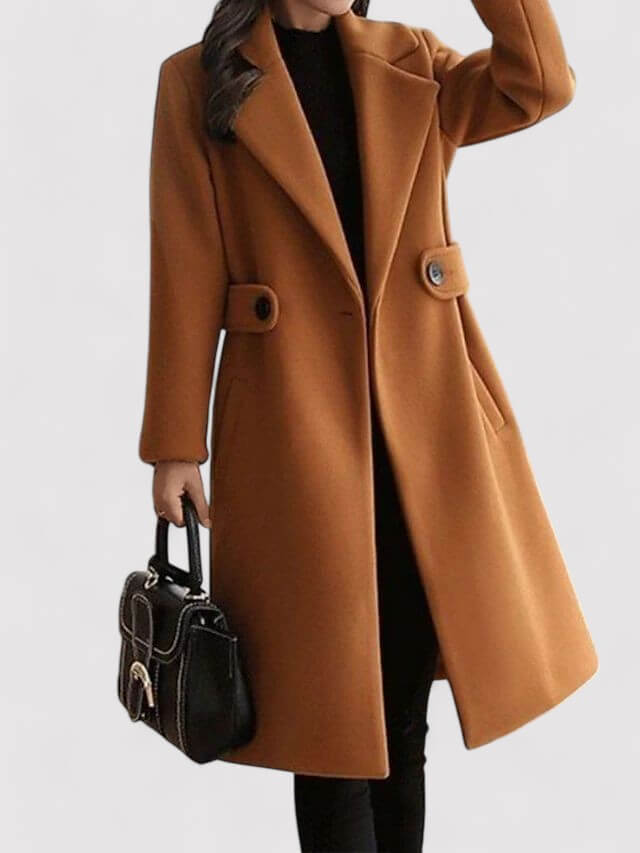 Vibrant red women's belted winter coat, a classic and warm jacket for elegant ladies' winterwear.
