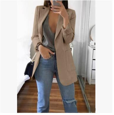 Professional women's blazer, timeless style for office, formal or casual chic occasions.