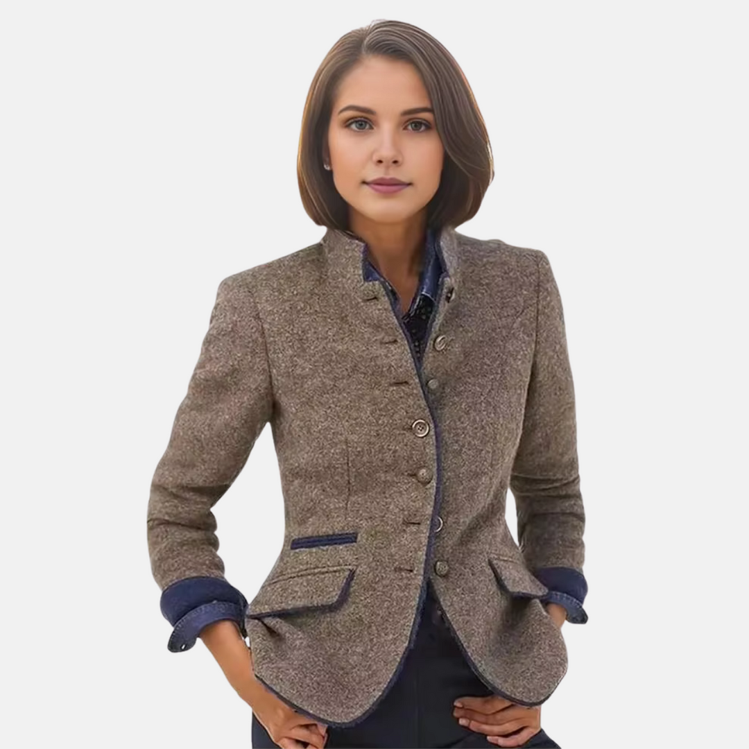 Elegant women's blazer jacket for office or casual wear, featuring a comfortable fit & stylish long sleeves.