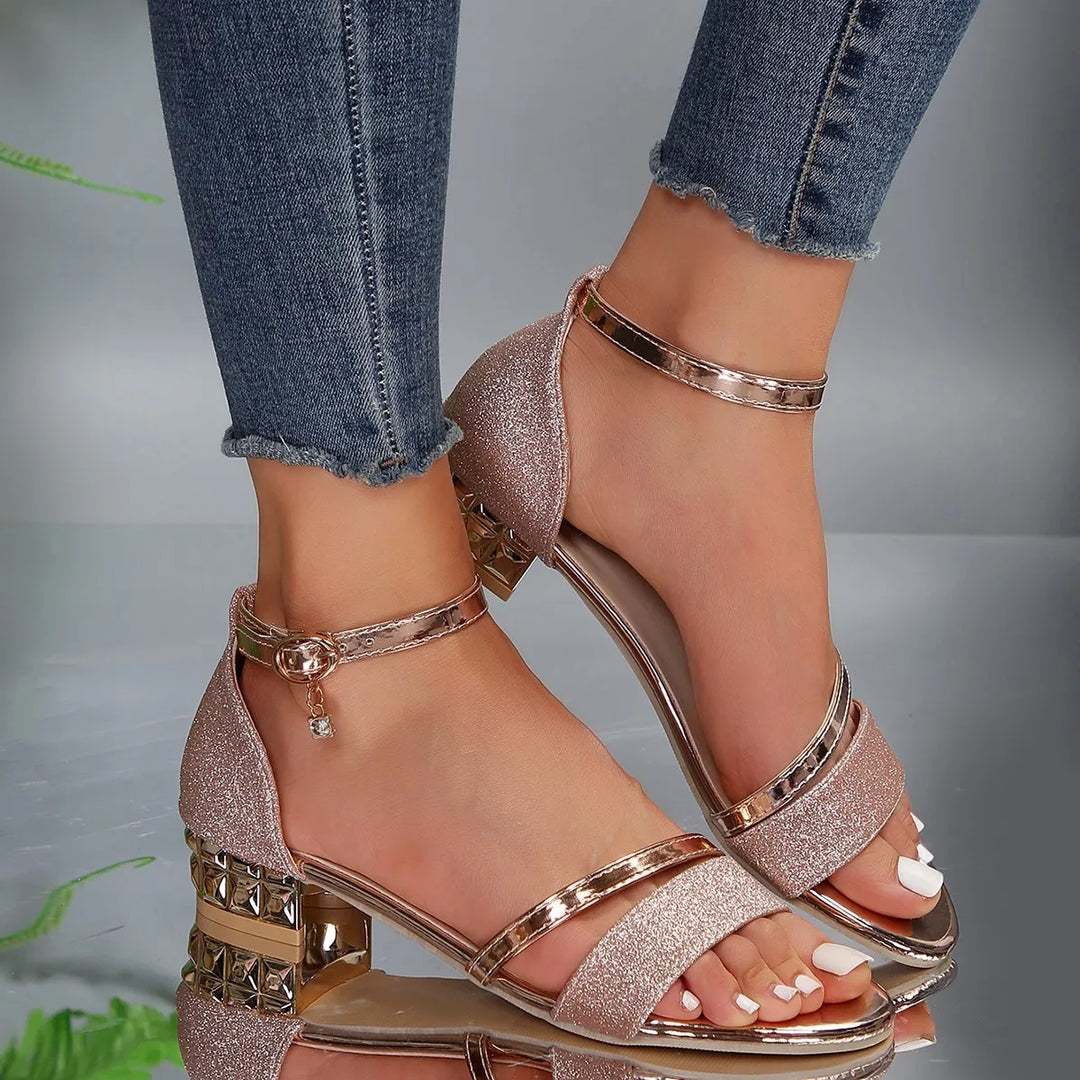 Stylish & comfortable women's block heel sandals with straps. Ideal elegant party shoes for any occasion.