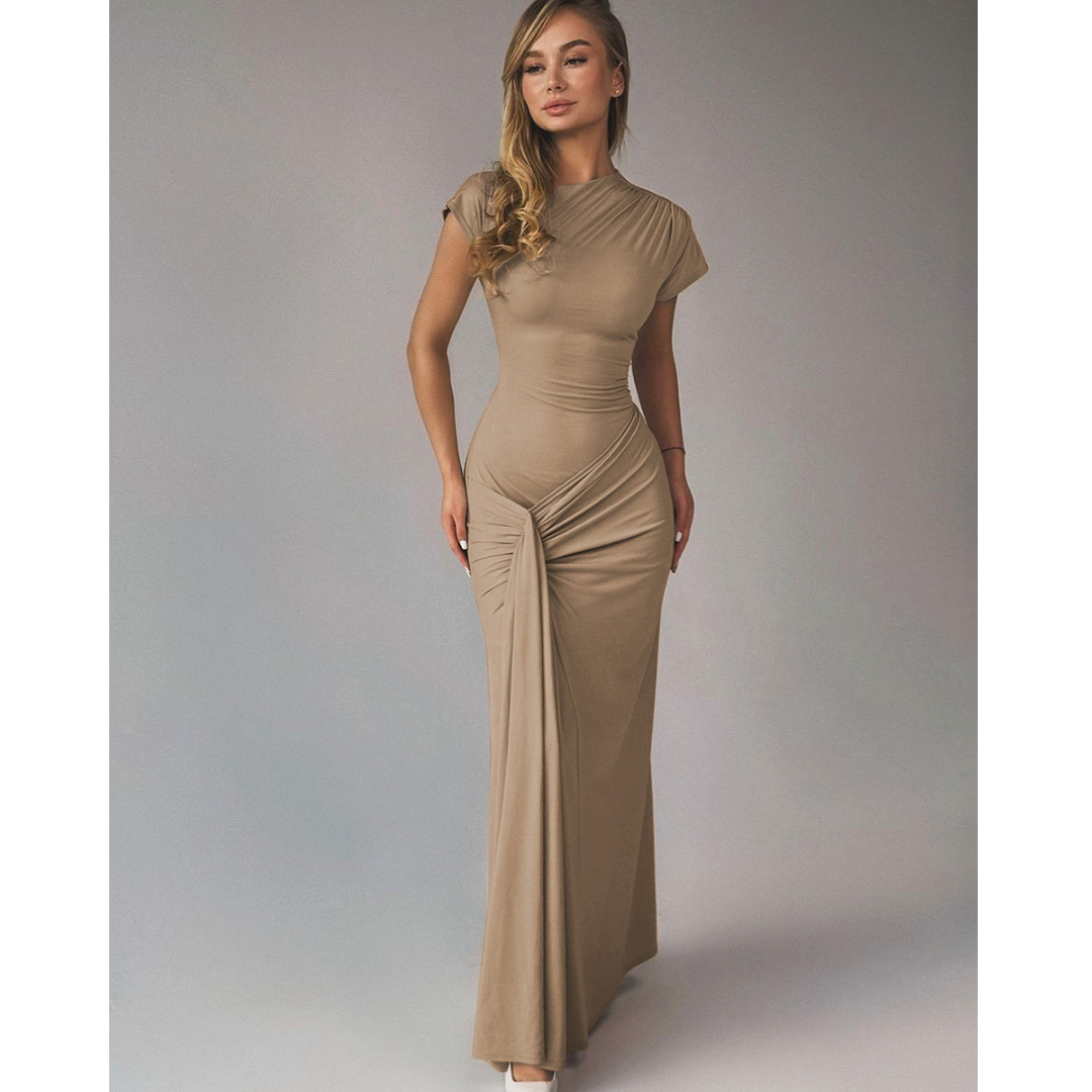 Elegant women's bodycon party dress with a stylish tie back, perfect as a formal evening gown.