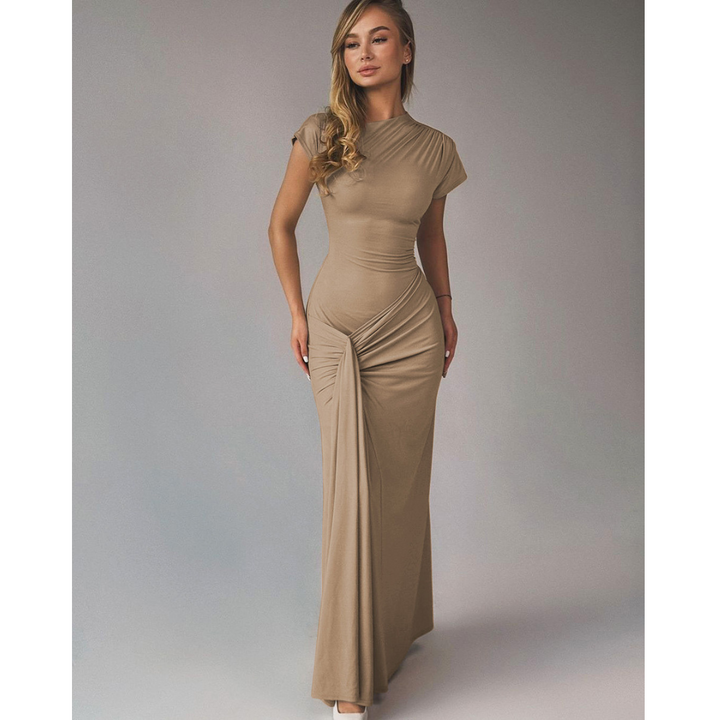Elegant women's bodycon party dress with a stylish tie back, perfect as a formal evening gown.