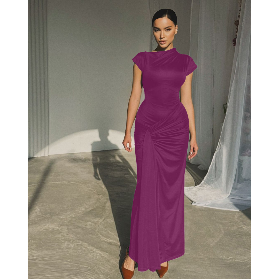 Stylish women's formal bodycon dress with an elegant tie-back, suitable for evening wear & parties.