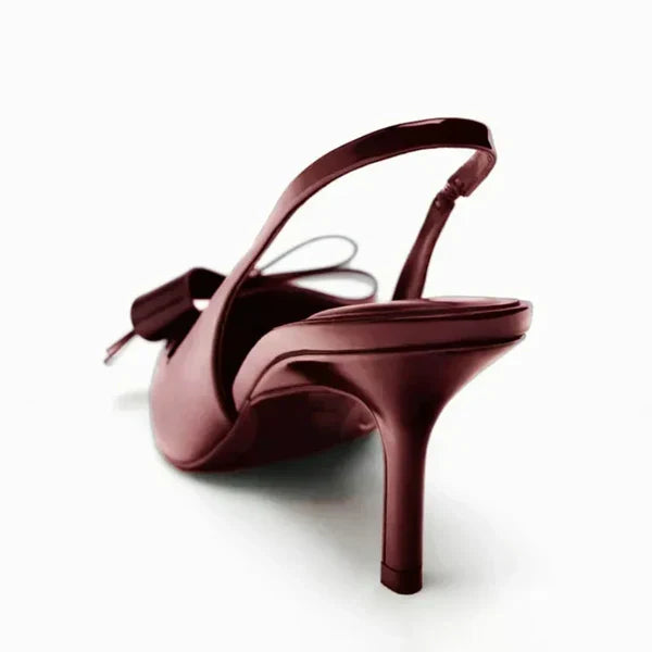 Comfortable women's elegant bow slingback pointed toe heels, a versatile choice for formal or evening outfits.