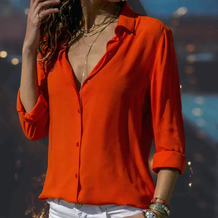 Sophisticated ladies button-down blouse, a versatile top for workwear, casual outings, or elegant styles.