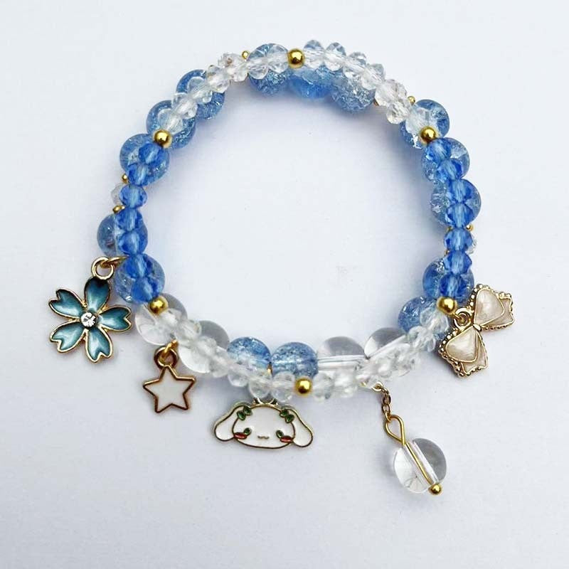 Detailed view of a women's fashion accessory: animal & glitter charm elastic bracelet.