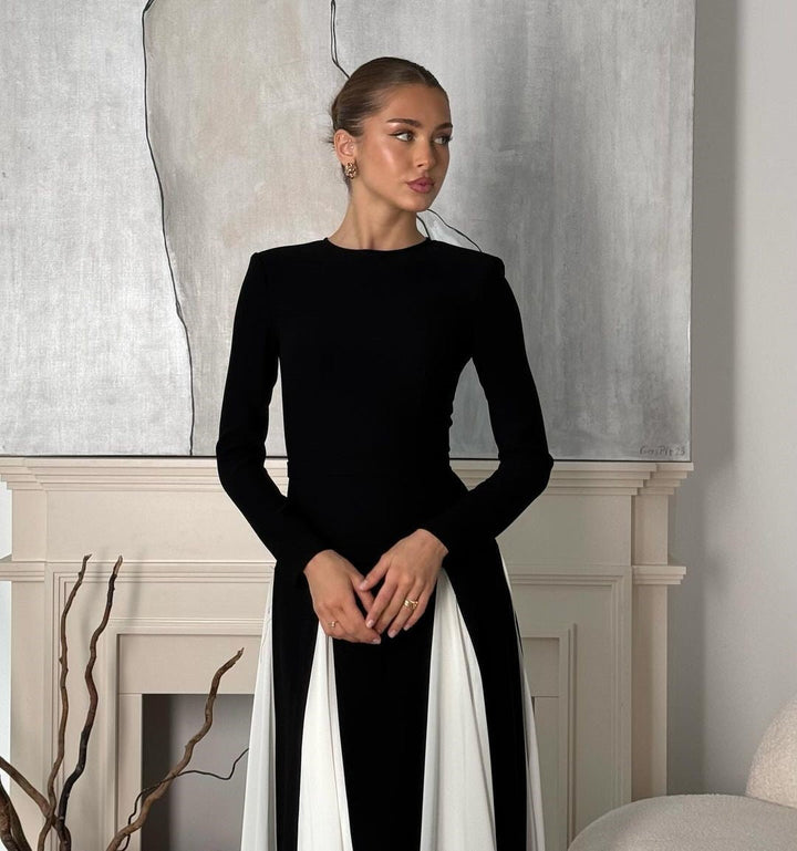 Elegant women's chic dress. Versatile for day to night wear, perfect for modern style & comfortable fashion.