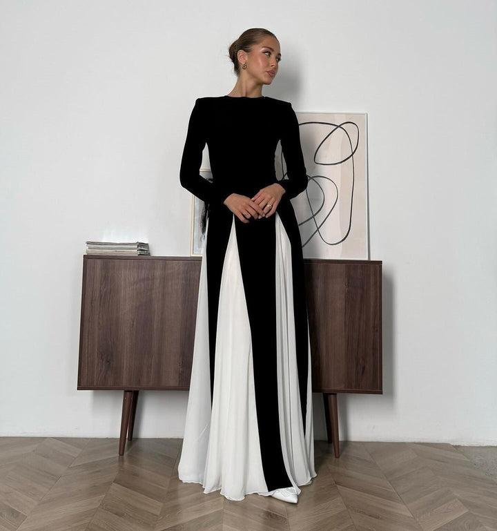 Comfortable women's elegant dress. Versatile for day-to-night style, ideal as a chic party dress or modern casual wear.