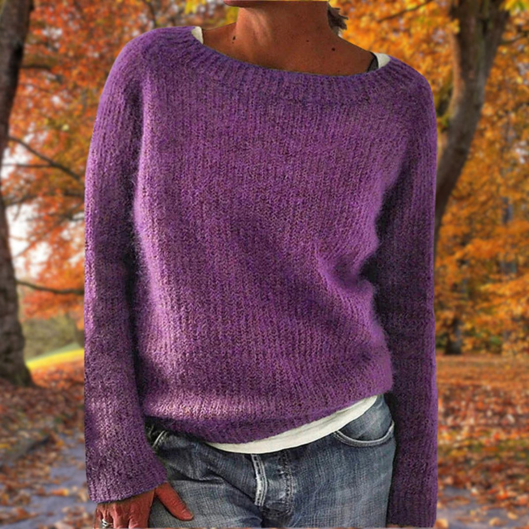 Women's classic knit sweater, elegant and warm. Versatile long-sleeve pullover offering cozy autumn & winter comfort.