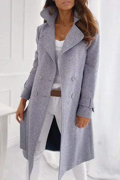 Elegant women's classic winter coat, a warm long outerwear piece perfect for sophisticated cold-weather fashion.