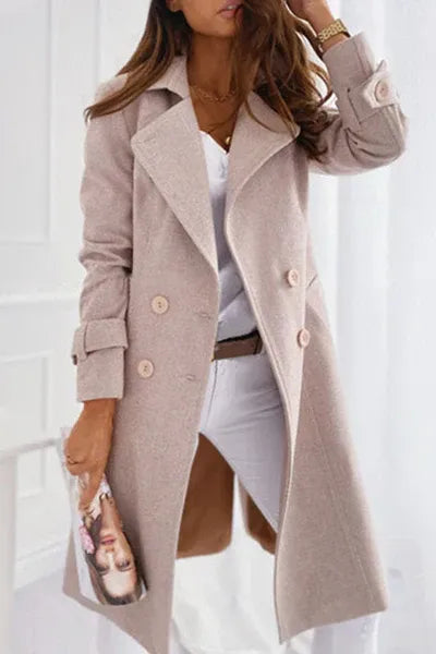 Sophisticated women's warm winter coat, a classic long outerwear essential for elegant and formal occasions.