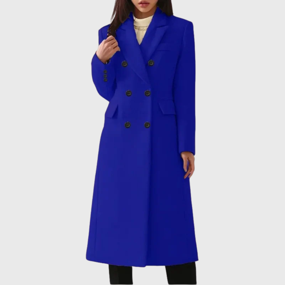 Timeless women's elegant long winter overcoat, a classic outerwear piece for sophisticated seasonal fashion.