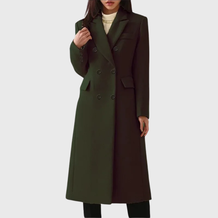 Fashionable women's classic winter overcoat, warm and elegant long coat for stylish comfort in cold weather.