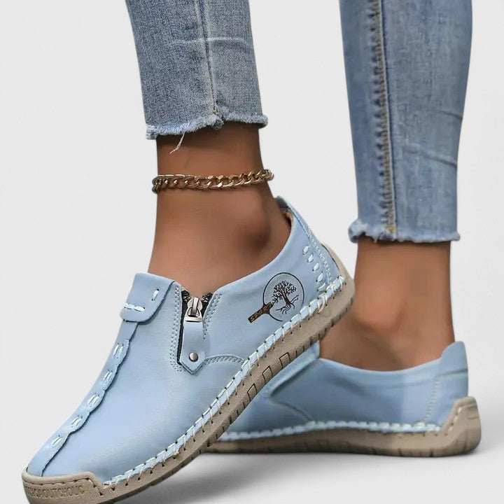 Ladies' elegant comfort walking shoes. Stylish flats for everyday wear, offering excellent foot support & relief.