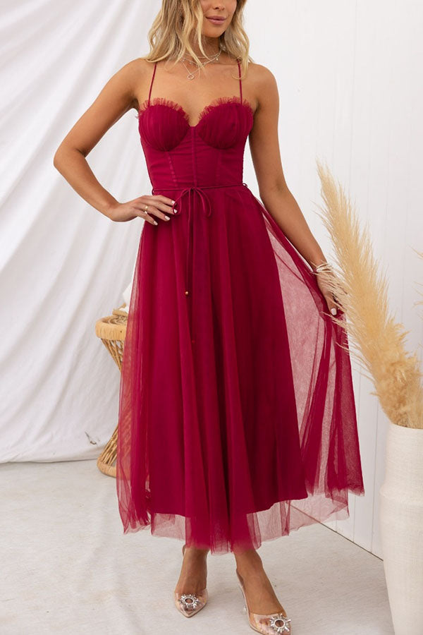 Stunning women's formal occasion dress, featuring a classic corset and full tulle skirt.