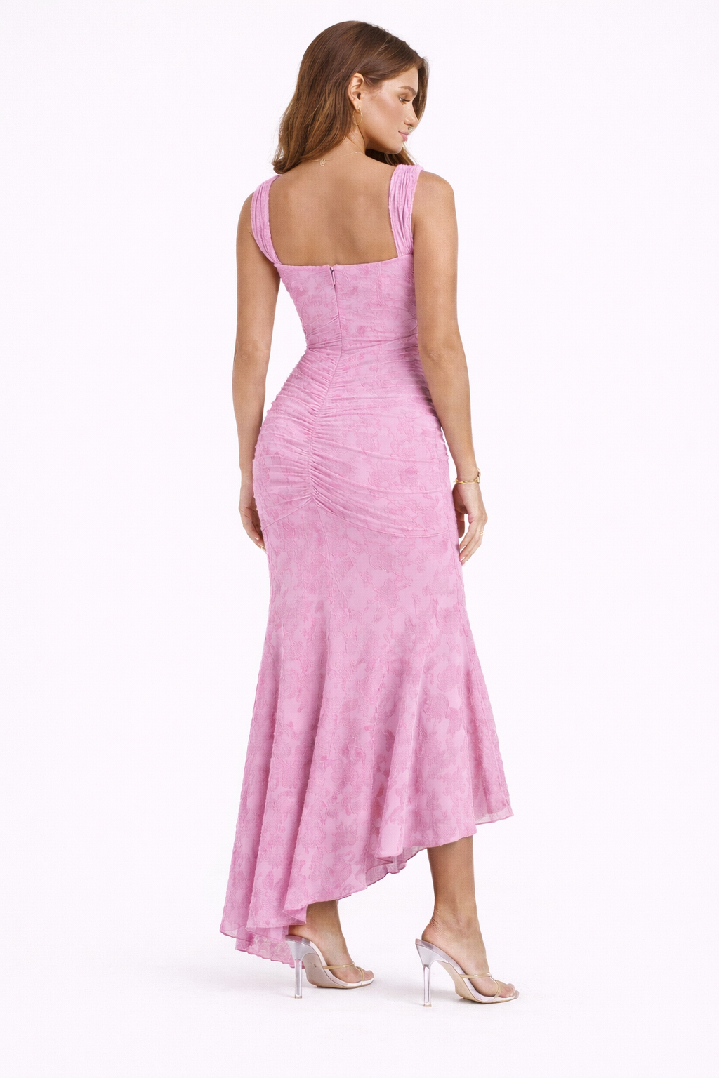 Elegant women's party dress: timeless cowl neck midi slip style, perfect for special events.
