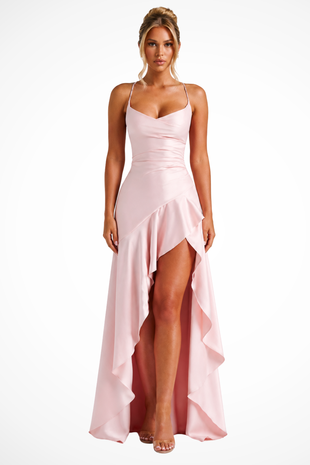 Occasion wear cowl neck maxi dress for women, sleek and sophisticated.