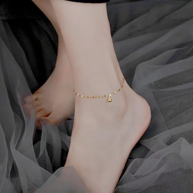 Adjustable women's dainty heart chain anklet, comfortable elegant gold tone foot jewelry.