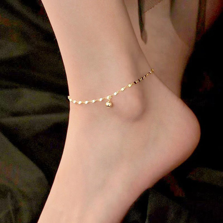 Delicate women's gold tone chain anklet with tiny hearts. Adjustable, elegant ankle jewelry.