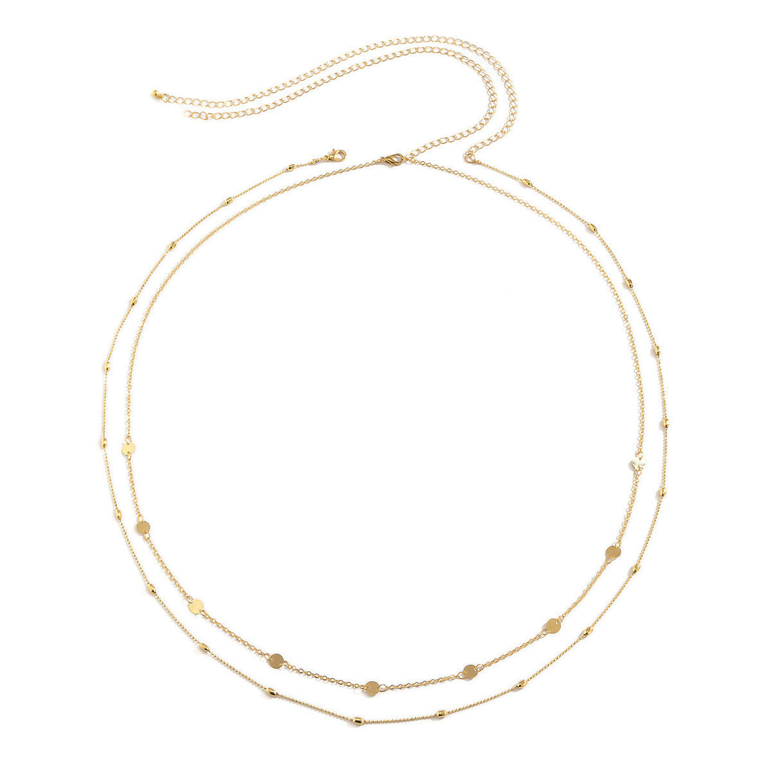 Sleek silver-tone women's double-layered chain necklace. Elegant delicate jewelry, a timeless fashion accessory.