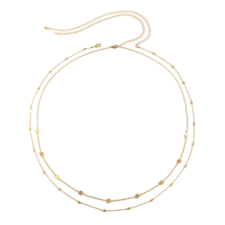 Sleek silver-tone women's double-layered chain necklace. Elegant delicate jewelry, a timeless fashion accessory.