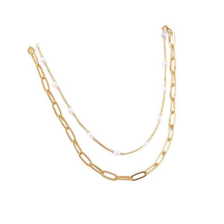 Chic layered pearl anklet for women, a double chain design adding elegance to any foot accessory.