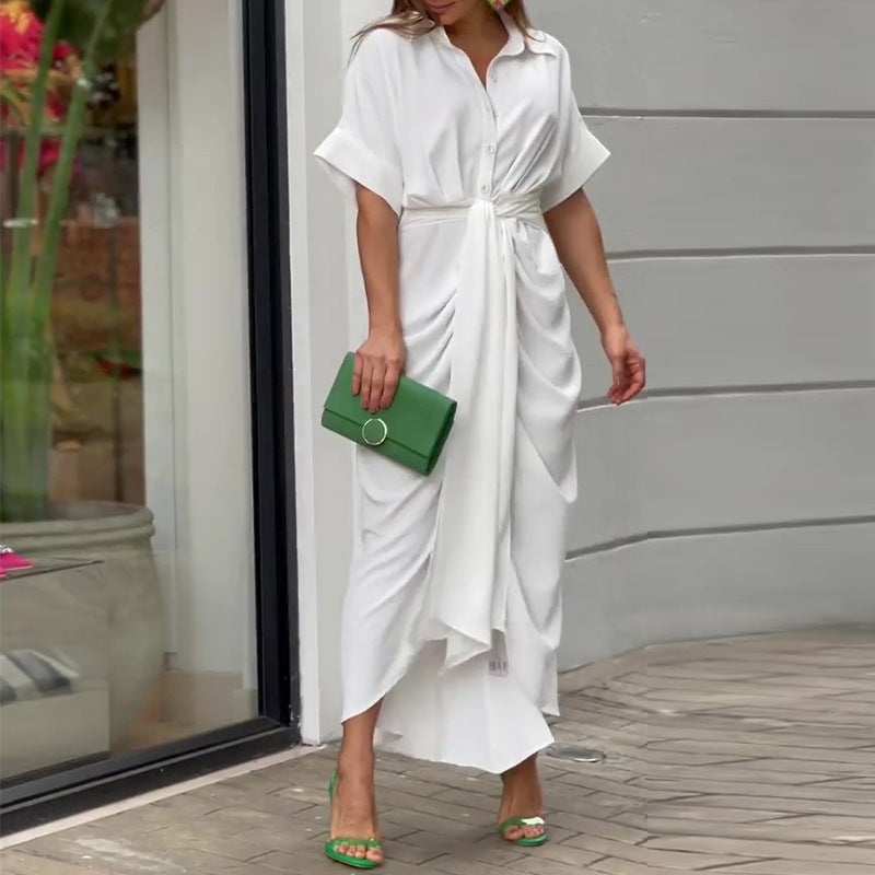 Flowy summer midi dress for women, versatile for casual outings, beach, or elegant party wear. Comfortable drape.
