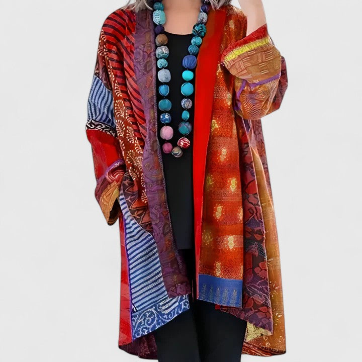 Stylish women's draped long sleeve cardigan. Comfortable and elegant outerwear, perfect for chic versatile fashion layering.