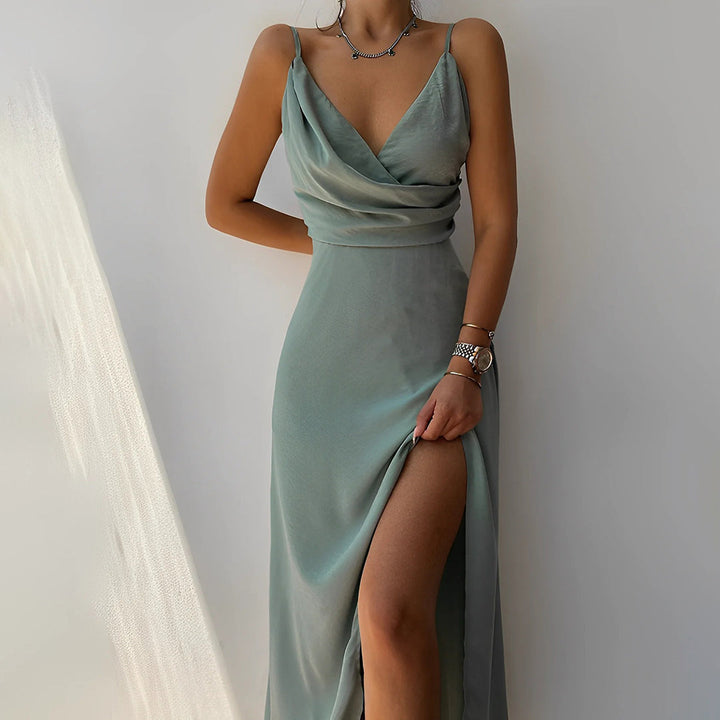 Chic draped cowl neck maxi gown for women, perfect as formal evening wear, party dress or special occasion attire.