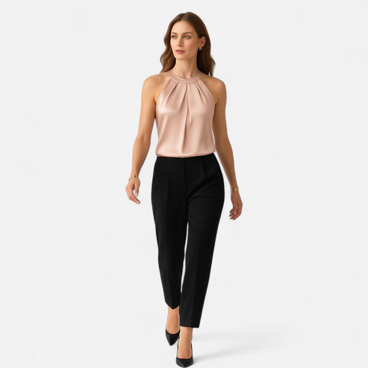 Versatile women's elegant draped tank for professional office wear or stylish evening events. Fashionable apparel.