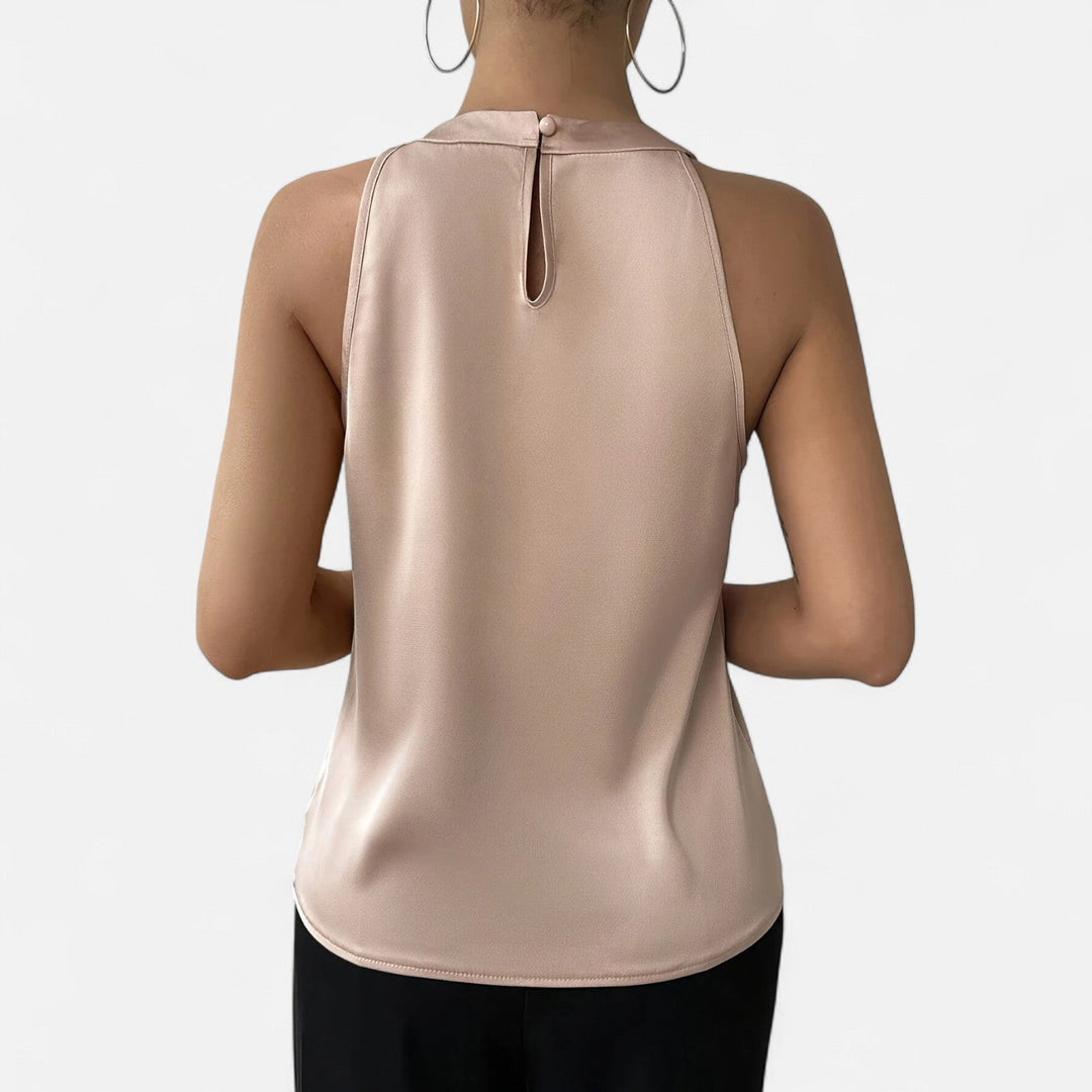 High-quality women's draped tank top, blending comfort with chic elegance, perfect for any fashion-forward woman.