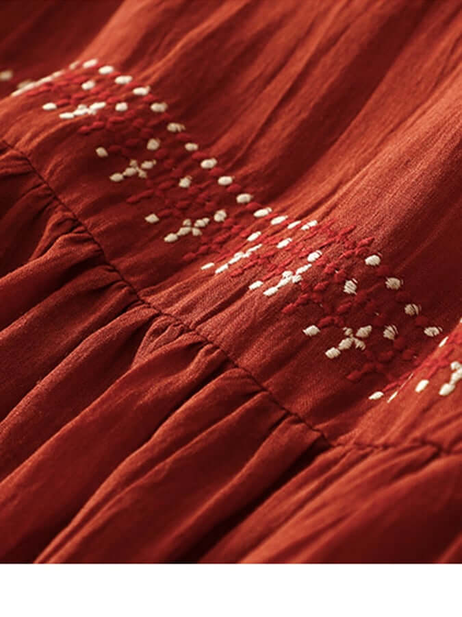 Versatile elegant women's loose dress, with delicate embroidery, perfect for spring & summer.