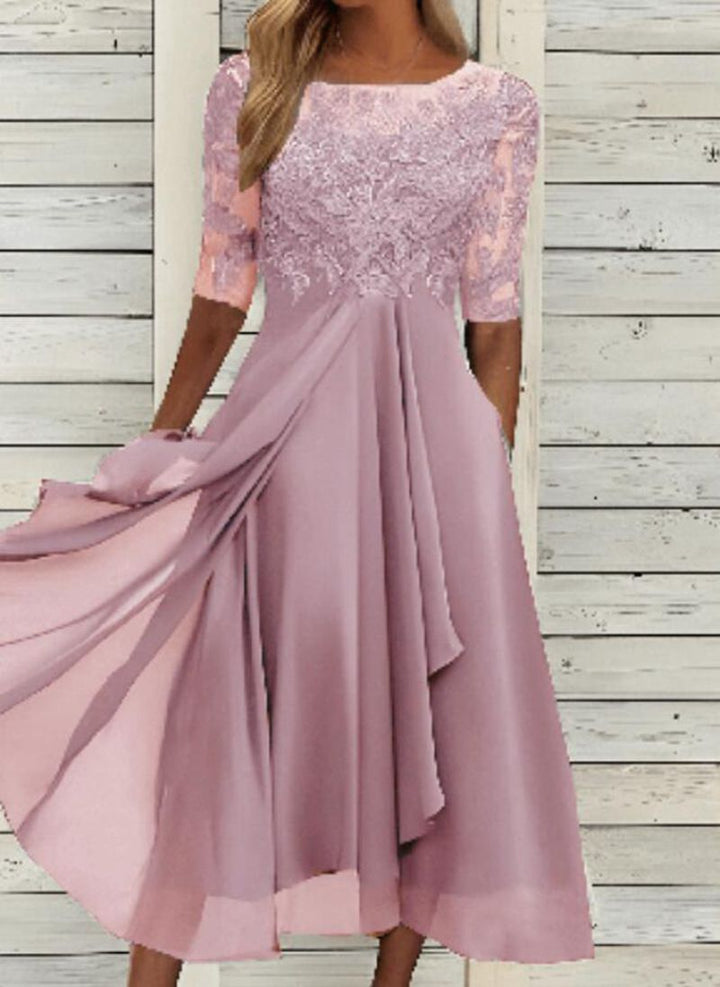 Sophisticated women's long evening dress. Perfect elegant formal wear for ladies on special occasions.