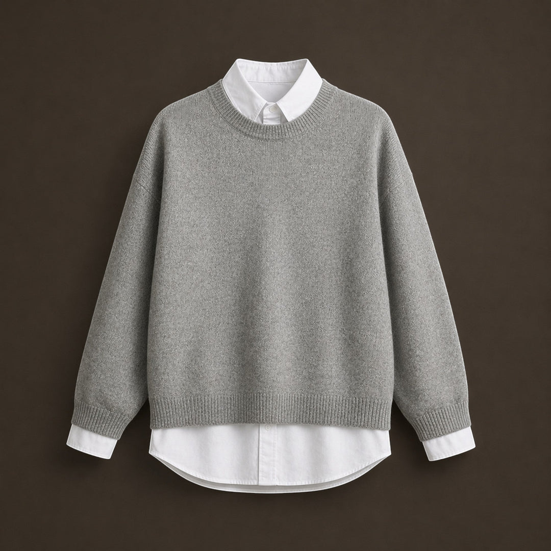 Comfortable women's long sleeve knit sweater, an elegant and warm pullover essential for colder seasons.