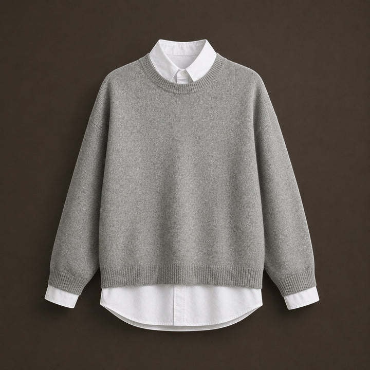 Comfortable women's long sleeve knit sweater, an elegant and warm pullover essential for colder seasons.