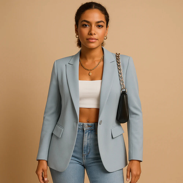 Women's elegant fitted blazer, suitable for both office attire & stylish casual wear. Versatile fashion jacket.