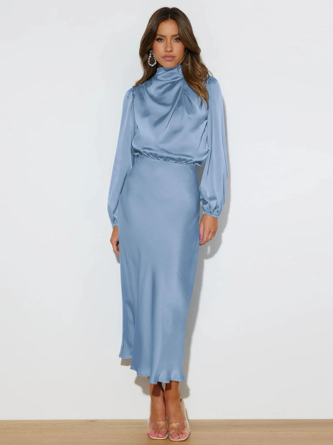Sleeveless floor-length evening gown for women, an elegant A-line formal dress for special events.