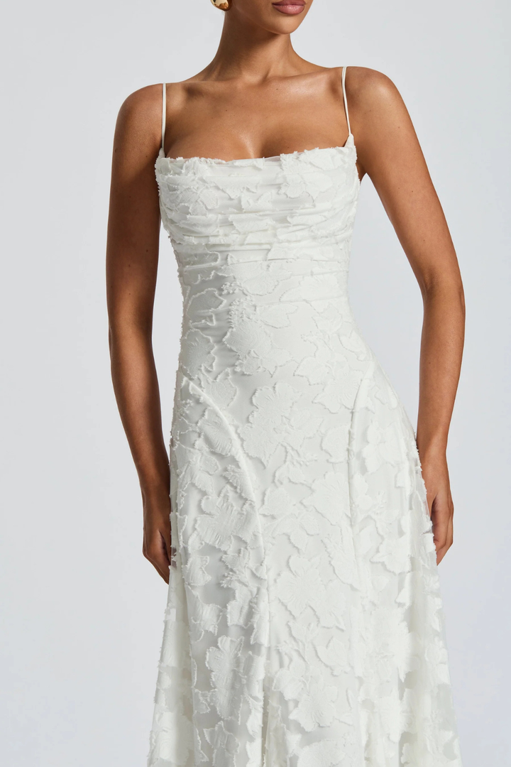 Long floral brocade evening gown, perfect sophisticated maxi dress for women.