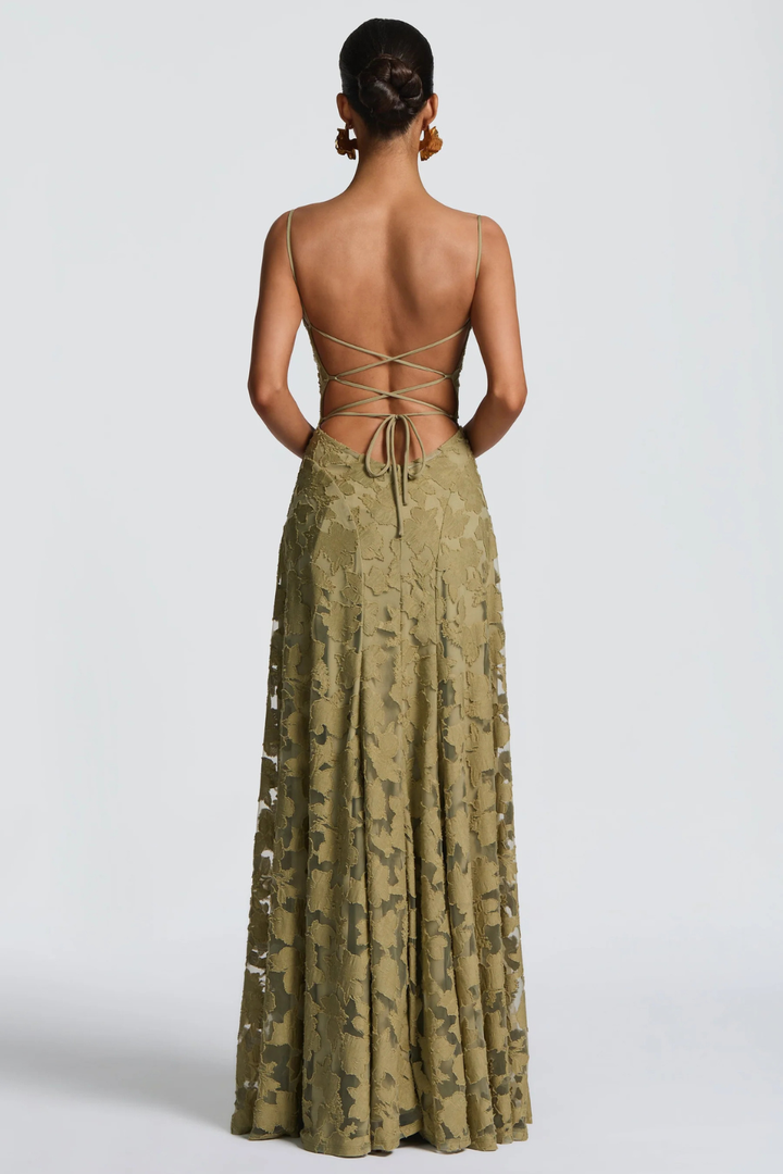 Stunning floral brocade maxi dress, ideal for wedding guests & formal events.